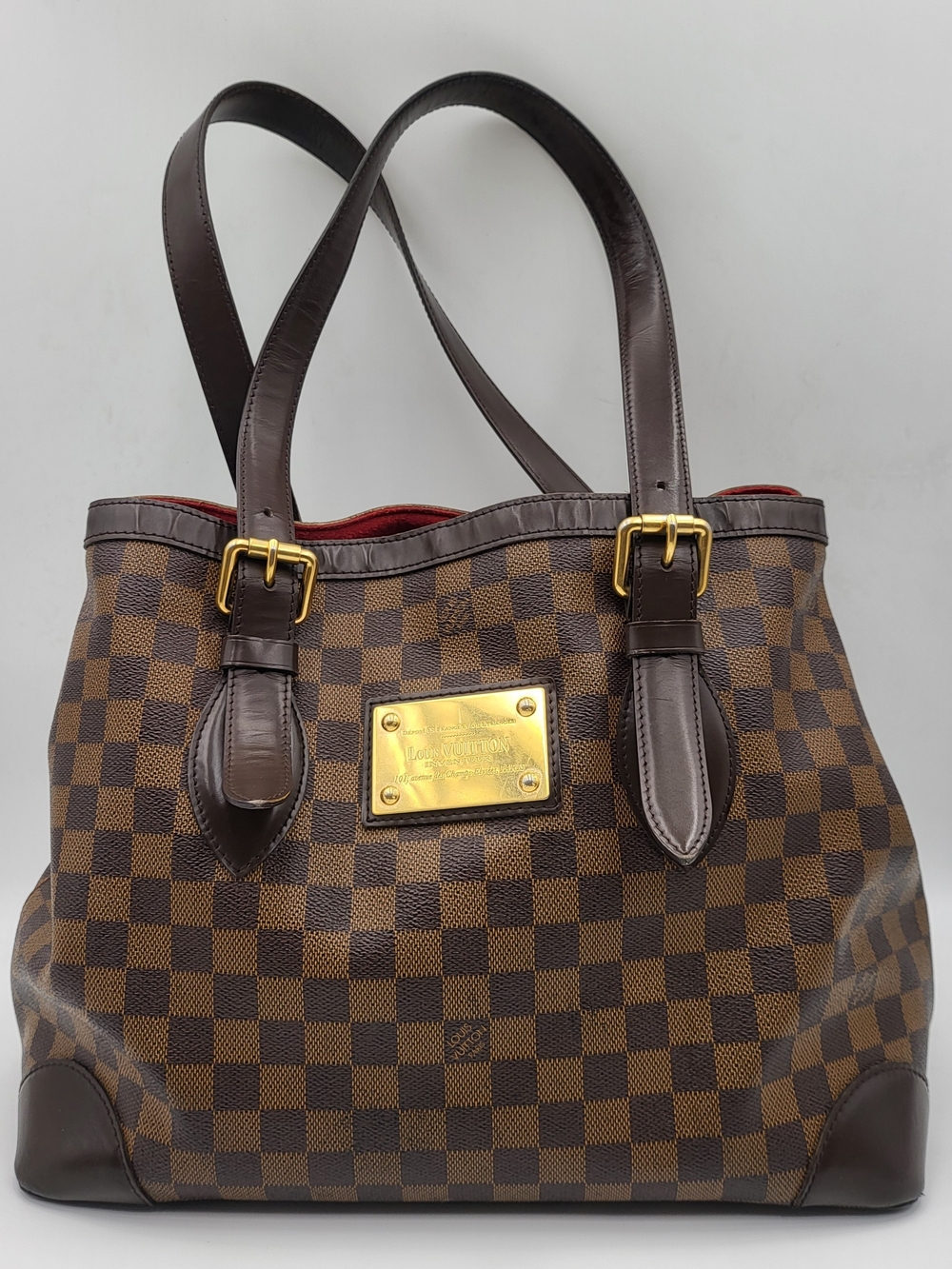 LOUIS VUITTON Damier Ebene Canvas Hampstead MM Bag, Auth. w/COA.